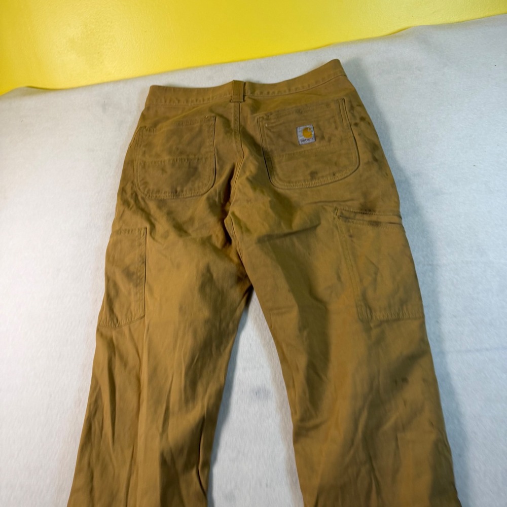 Carhartt Relaxed Fit Double Front Duck Canvas Work Pants Brown 30x34 Distressed
